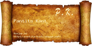 Pantits Kont névjegykártya